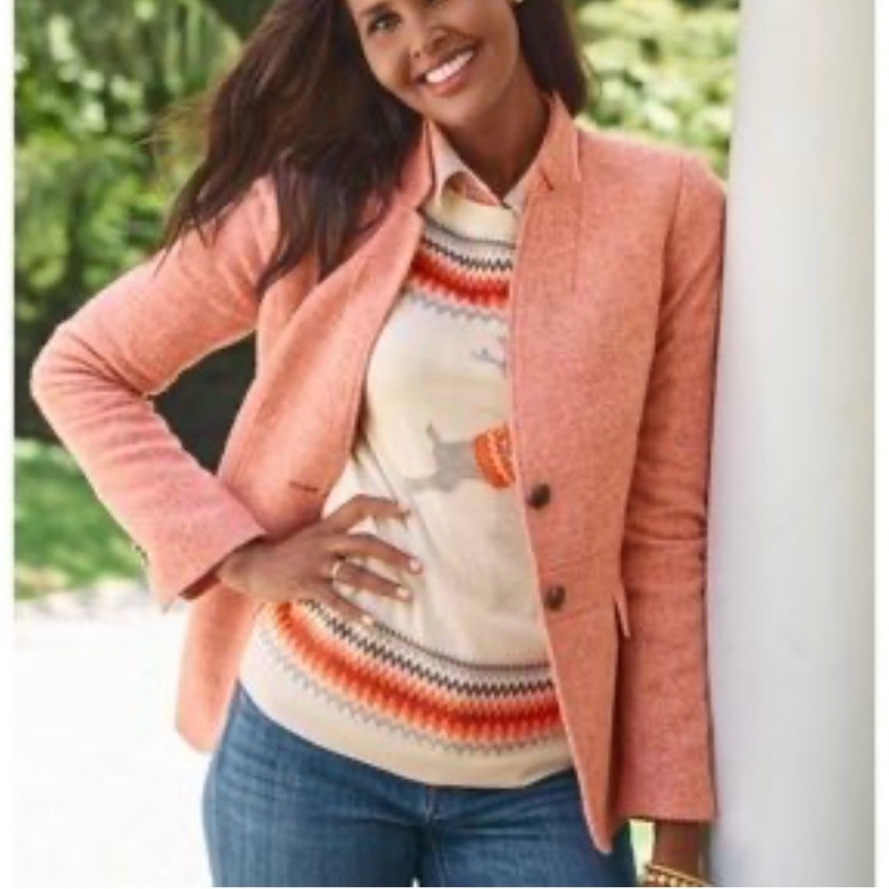 Talbots herringbone wool work career church conservative office blazer 14P